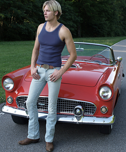 Davey T Hamilton with 55 Ford Thunderbird